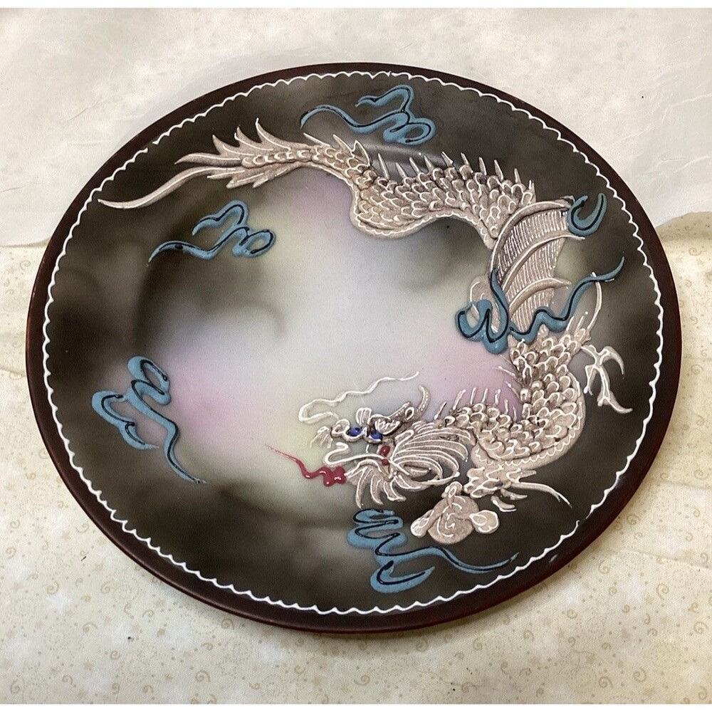 Japanese Moriage Dragonware Plate  Vintage Ceramic Home Decor Not Used For Food
